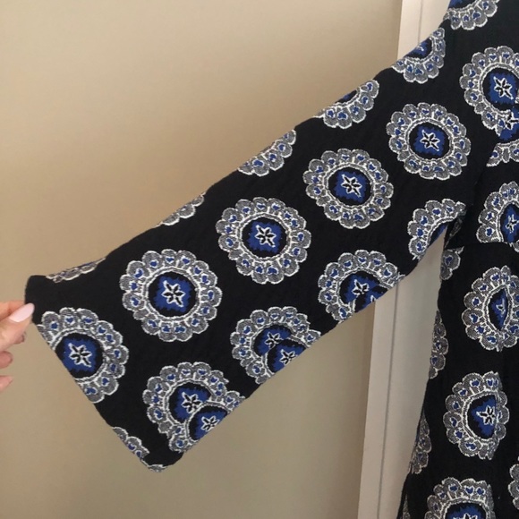 LOFT Printed Black, Blue, White & Gray dress Small - Picture 4 of 8